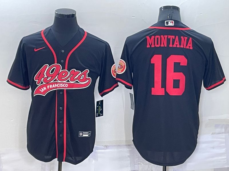 Men San Francisco 49ers #16 Montana Black Nike Co branded Jersey